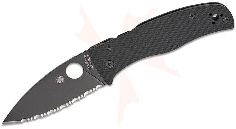 Spyderco Bodacious C263GSBK Folding Knife – 3.63" Black DLC S30V Serrated Blade, Black G-10