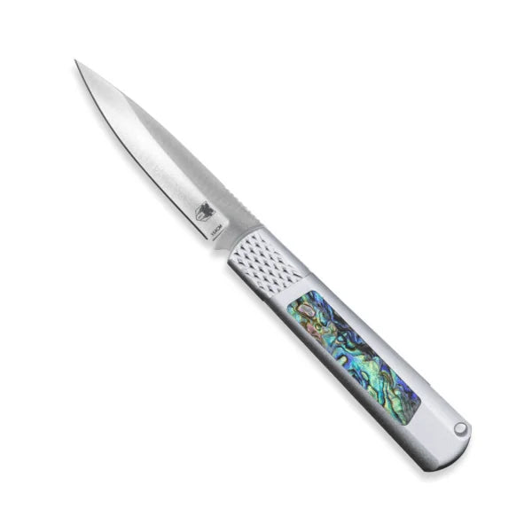 CobraTec Gideon Hidden Release Automatic Knife – 3" 154CM Satin Blade, CNC Aluminum & Abalone
