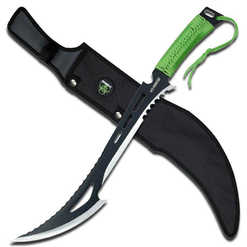 Z-Hunter Machete, 17" Blade, Green Cord-Wrapped Handle, Sheath - ZB-020