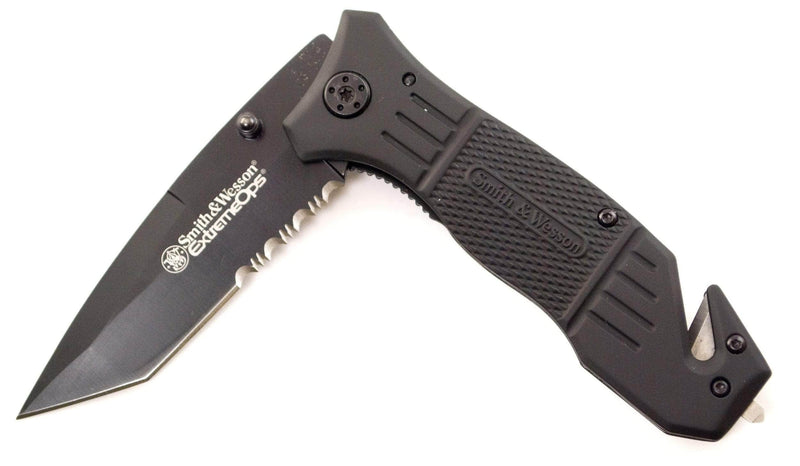 Smith & Wesson Extreme Ops Tanto Pocket Knife with Partially Serrated Blade SWFR2S
