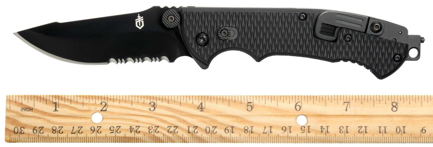 Gerber Hinderer CLS, Black Nylon Handle, Black Blade, ComboEdge