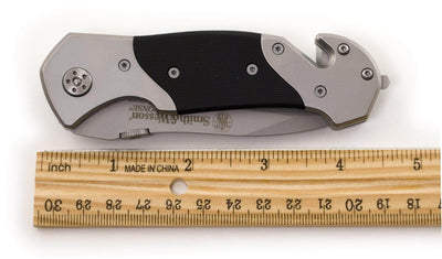 Engraved Smith & Wesson First Response Drop-Point Serrated Pocket Knife SWFRS