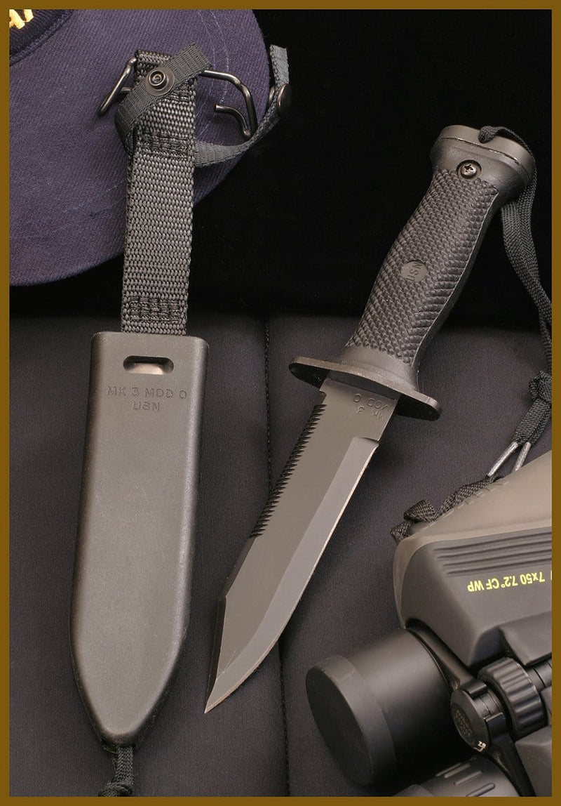Ontario Mark 3 Navy Dive Knife, 6" Blade, Steel Handle, Sheath - 6141