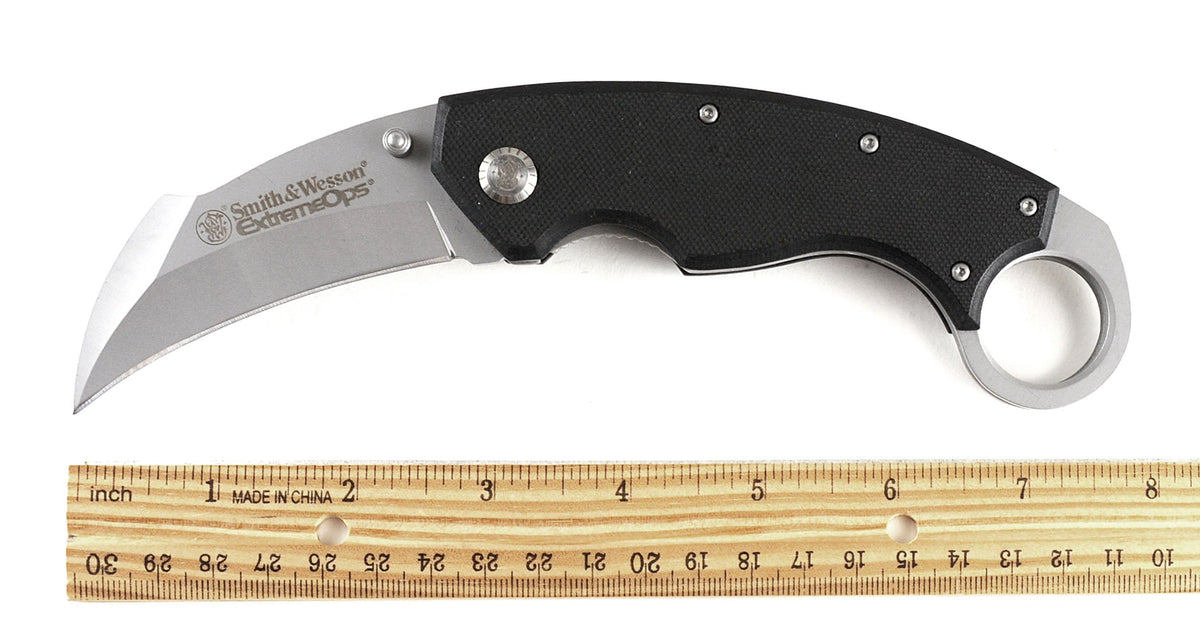 Smith & Wesson Extreme Ops Karambit, Black G10 Handle, Plain - CK33