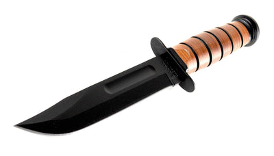 Engraved KA-BAR USMC Tactical/Utility Knife, 7" Blade, Leather Sheath