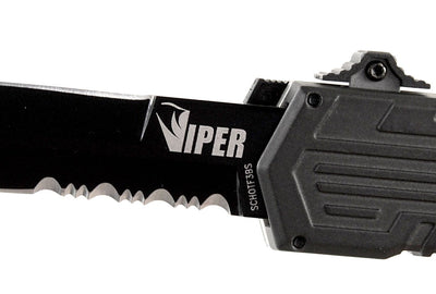 Schrade SCHOTF3BS Viper 3, Assisted Open Pocket Knife with Black Handle & Black Serrated Blade