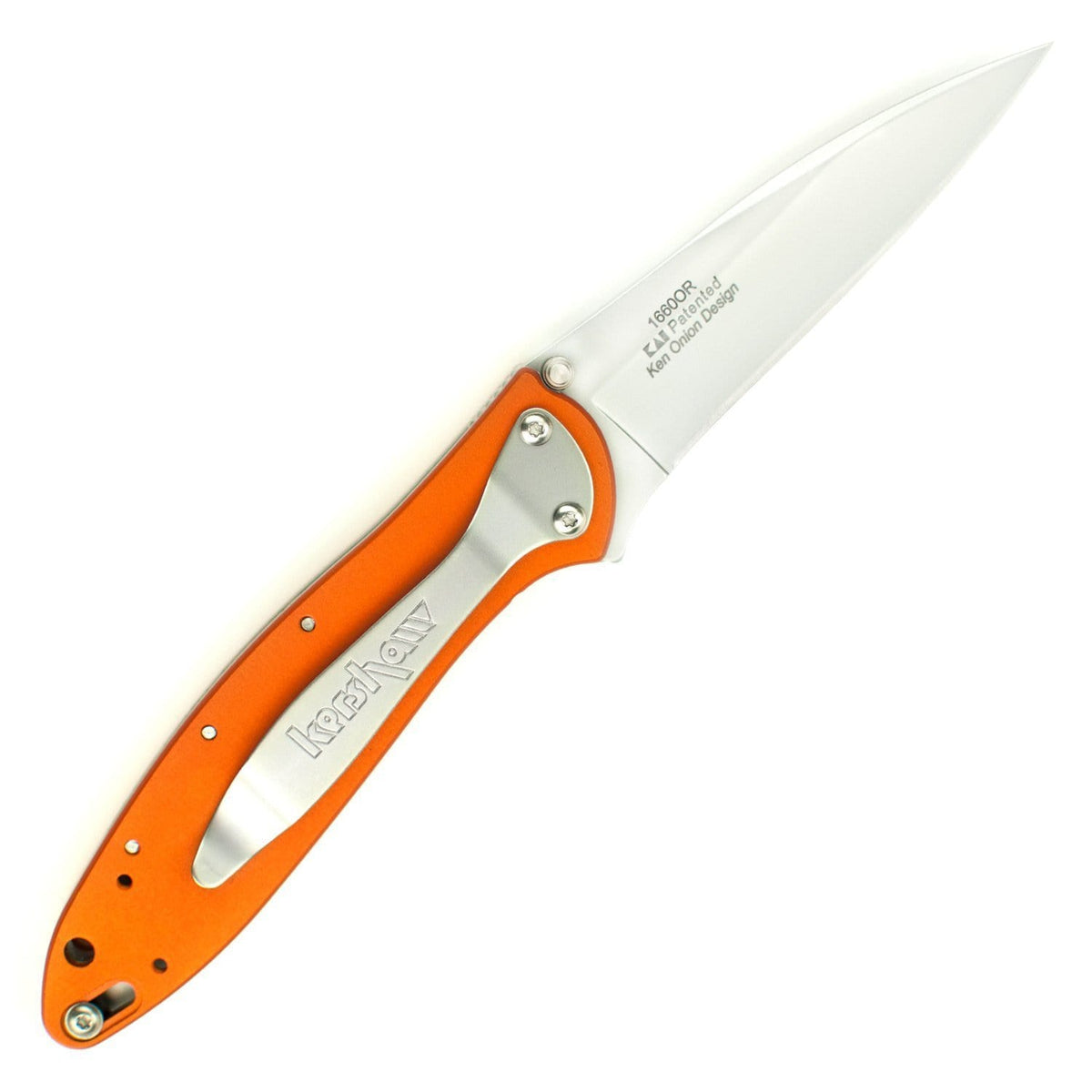 Kershaw Ken Onion Leek Pocket Knife (Orange Plain Edge)