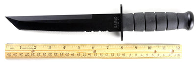 KA-BAR 1245 Tanto Fighting Knife, 8" Combo Blade, Kraton G Handle, Kydex Sheath