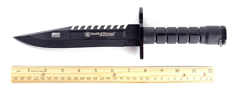 Smith & Wesson Spec Ops M9 Bayonet Knife with Black Handle and Blade, Nylon