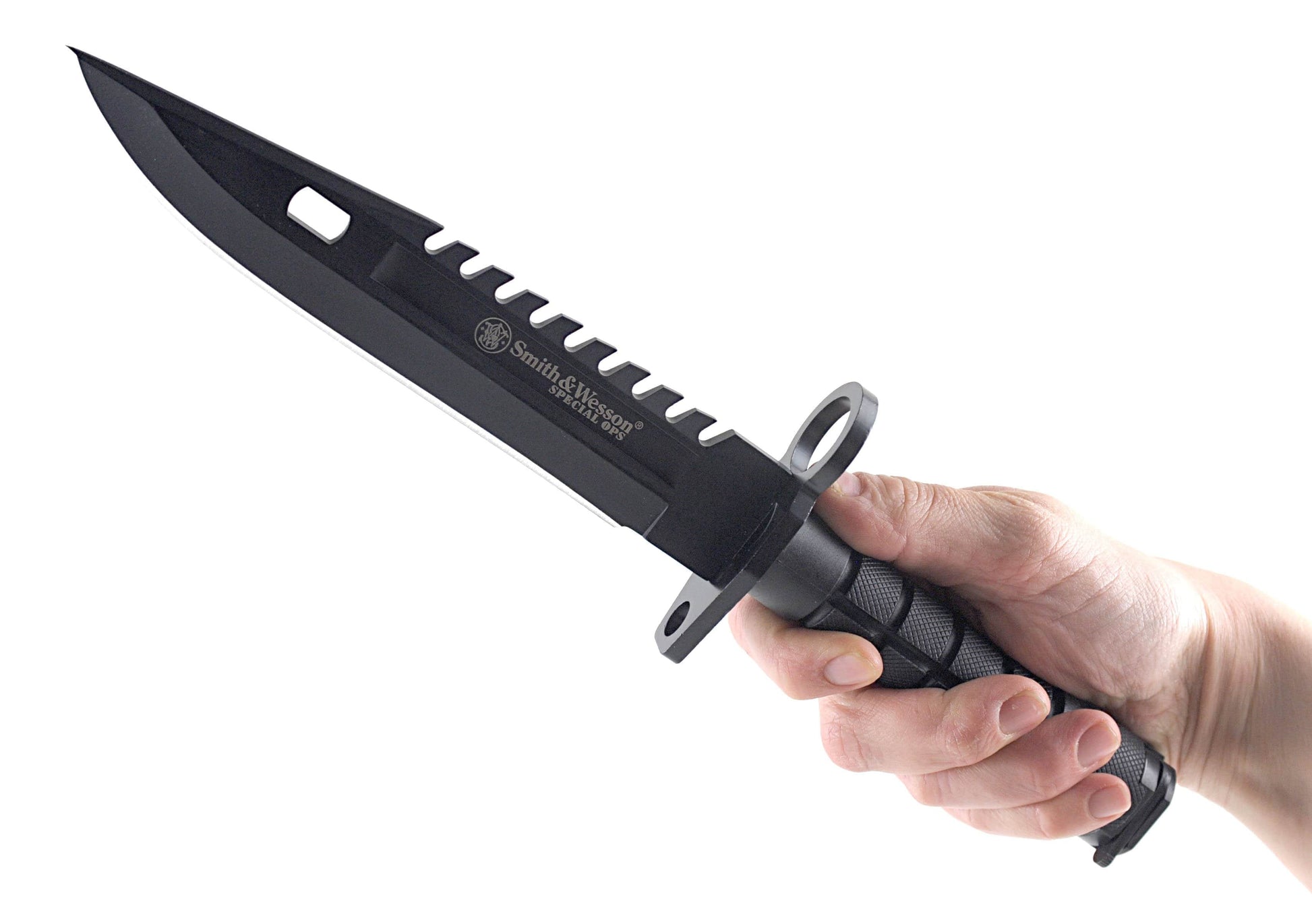 Smith & Wesson Spec Ops M9 Bayonet Knife with Black Handle and Blade, Nylon