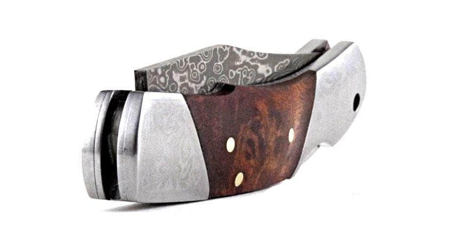 Boker Magnum Duke Damascus Knife with Burl Wood Handle