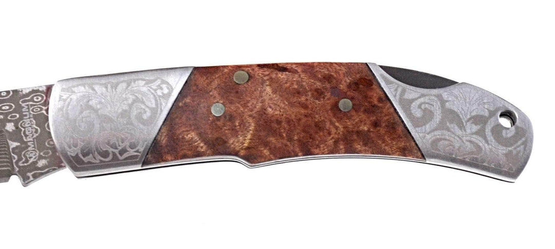 Boker Magnum Duke Damascus Knife with Burl Wood Handle