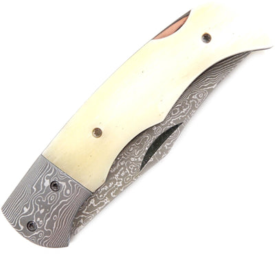 Magnum by Boker Damascus Pocket Knife with Bone Handle