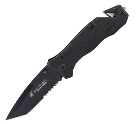 Smith & Wesson Extreme Ops Tanto Pocket Knife with Partially Serrated Blade SWFR2S