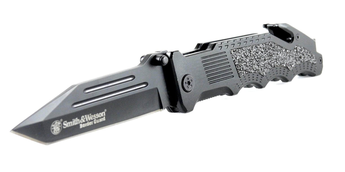Smith & Wesson Border Guard 2, 4.4" Tanto Blade, Aluminum Handle with Trac-Tec Inserts