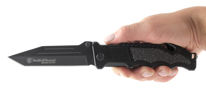 Smith & Wesson Border Guard 2, 4.4" Tanto Blade, Aluminum Handle with Trac-Tec Inserts