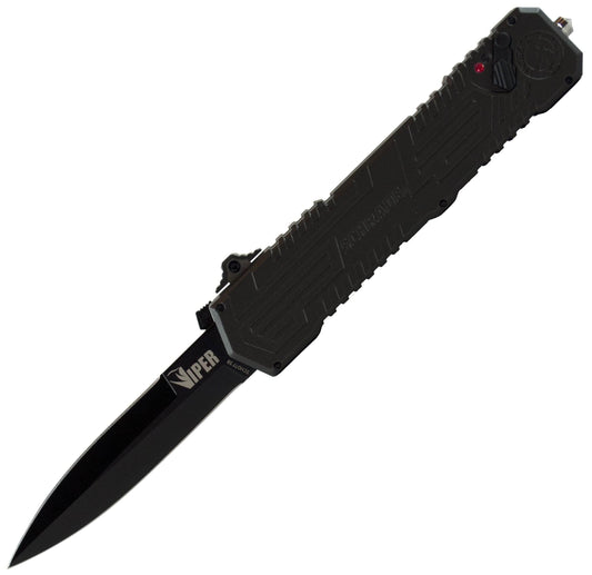 Schrade SCHOTF3B Viper 3, OTF Folder with Black Handle, Black Blade & Plain Edge