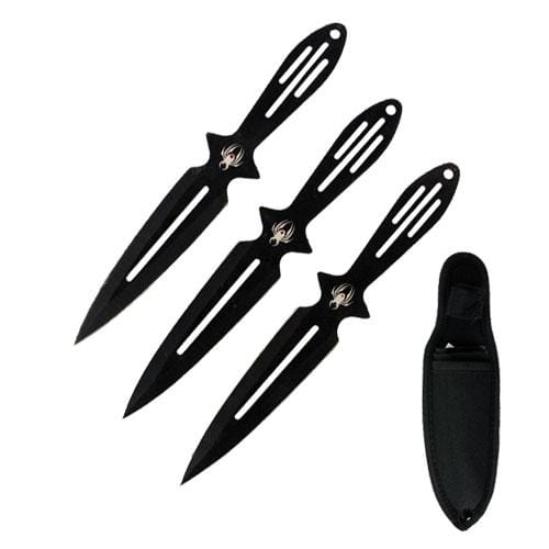 3 Piece Throwing Knife Set With Widow Icon- 6.5" Overall - Knife Depot
