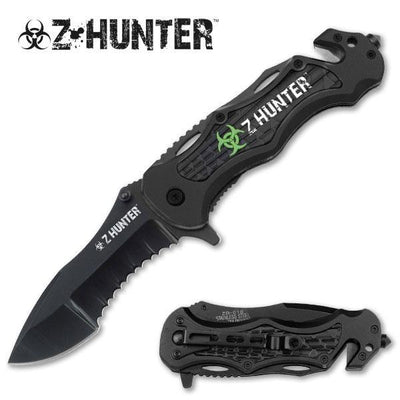 Z-Hunter Black Tactical Rescue Assisted Opening Pocket Knife