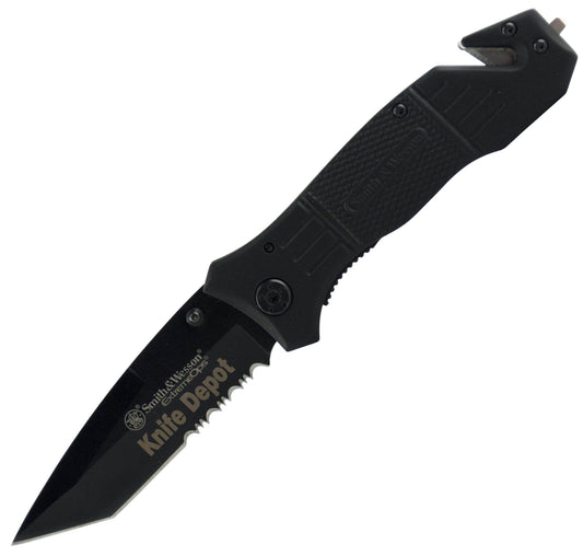 Engraved Smith & Wesson Extreme Ops Tanto Pocket Knife SWFR2S