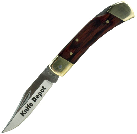 Engraved Schrade Uncle Henry LB5 Smokey Pocket Knife with Leather Sheath