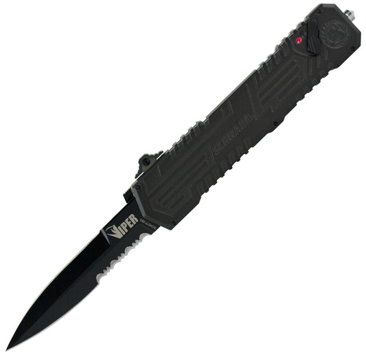 Schrade SCHOTF3BS Viper 3, Assisted Open Pocket Knife with Black Handle & Black Serrated Blade