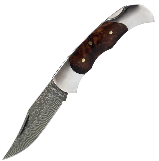 Magnum by Boker Damascus Lady Knife with Burl Wood Handle