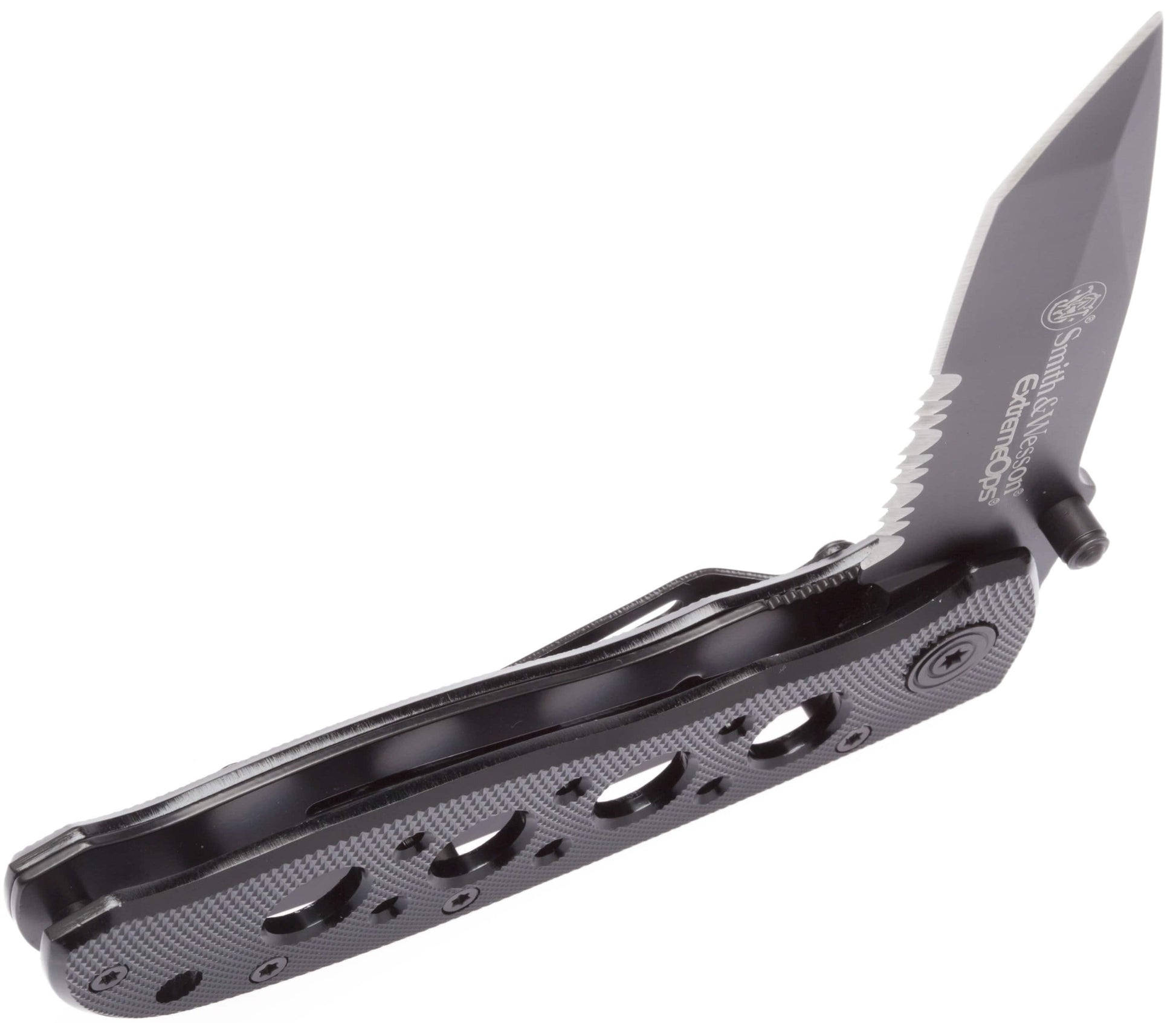 Smith & Wesson Bullseye Extreme OPS, 3.2" Combo Blade, Black Aluminum Handle - CK5TBS