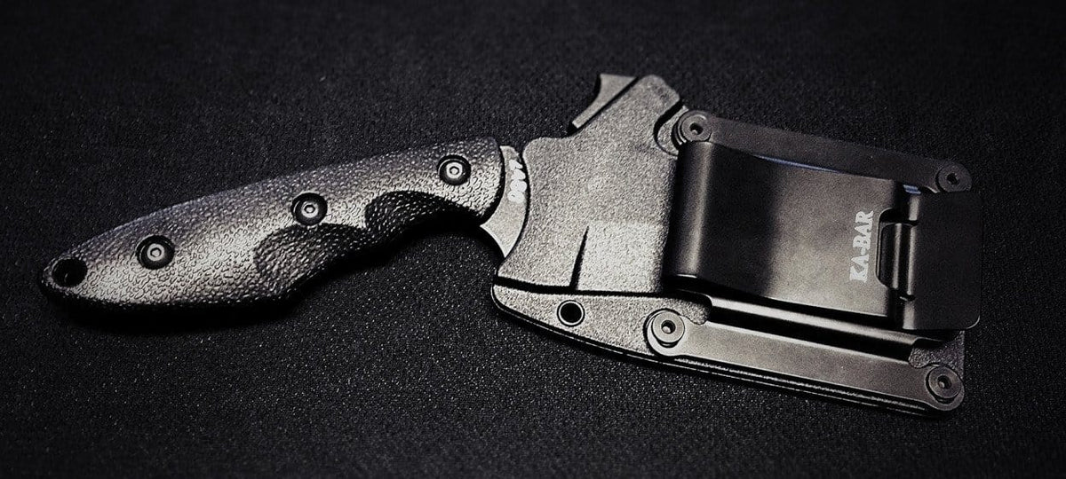 Ka-bar Knives TDI/Hinderer "Hell Fire", Black Handle,Black Plain w/Sheath