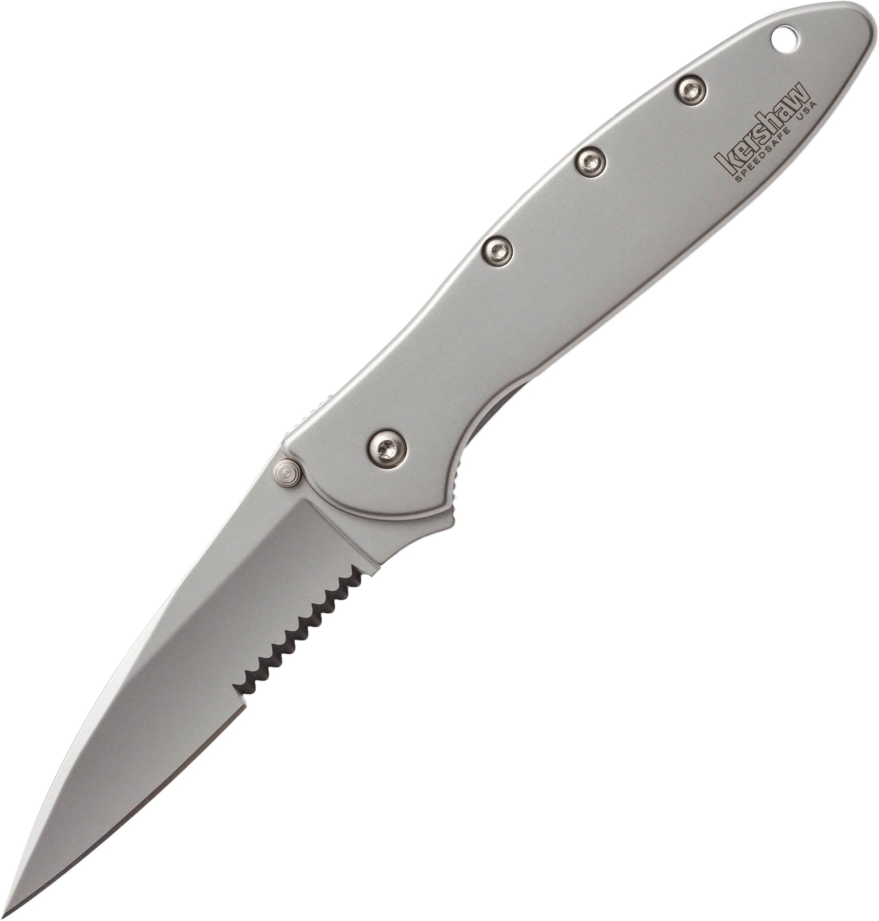 Kershaw Leek, 3" Assisted ComboEdge Blade, Steel Handle - 1660ST