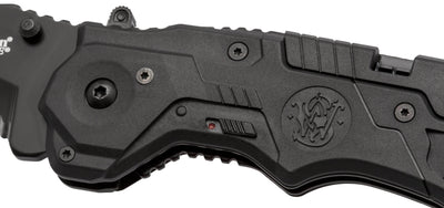 Smith & Wesson S&W 1st Response Rescue Tool, All Black Pocket Knife