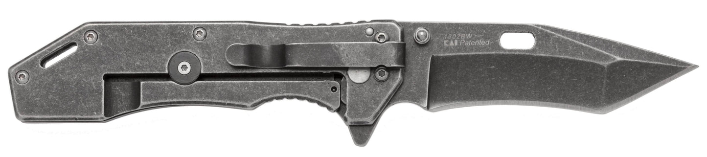 Kershaw Lifter Assisted Flipper, 3.5" 4Cr14 Steel Blade, SS Handles, BlackWash Finish - 1302BW