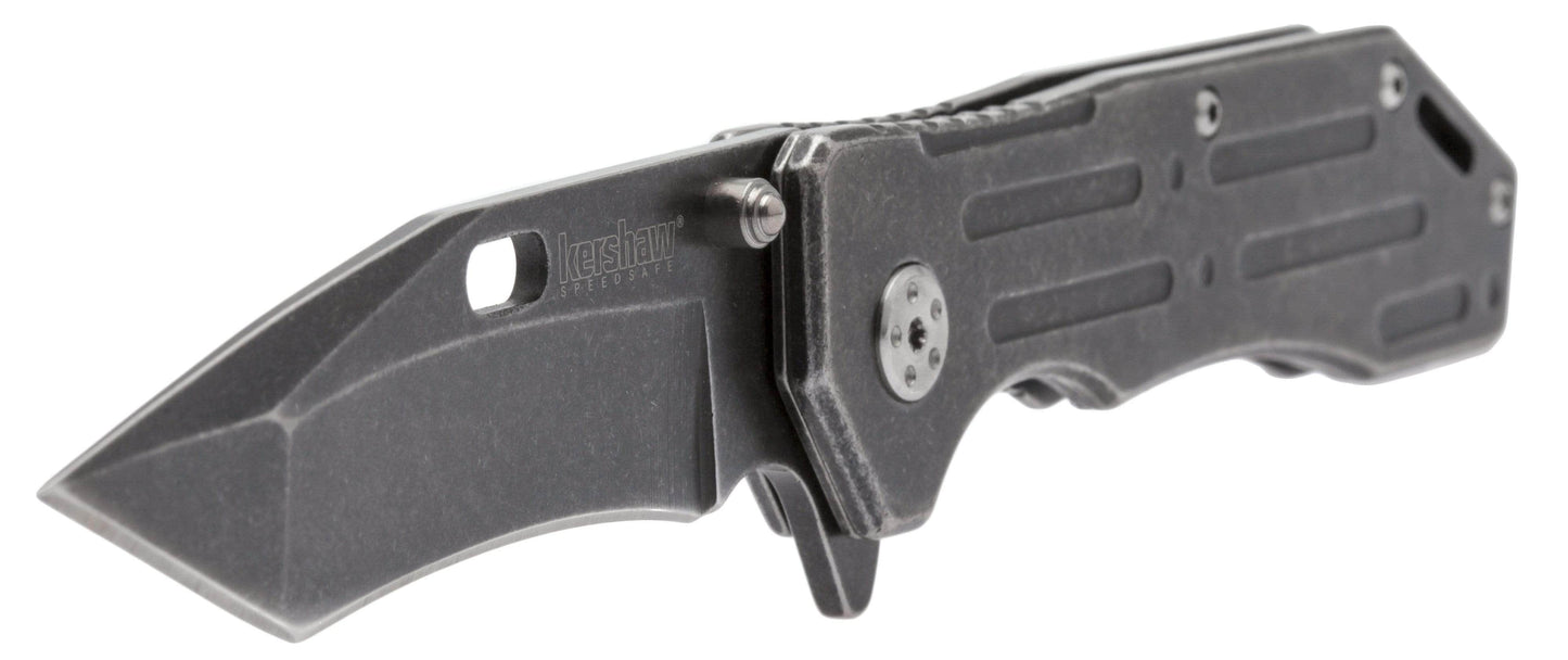 Kershaw Lifter Assisted Flipper, 3.5" 4Cr14 Steel Blade, SS Handles, BlackWash Finish - 1302BW