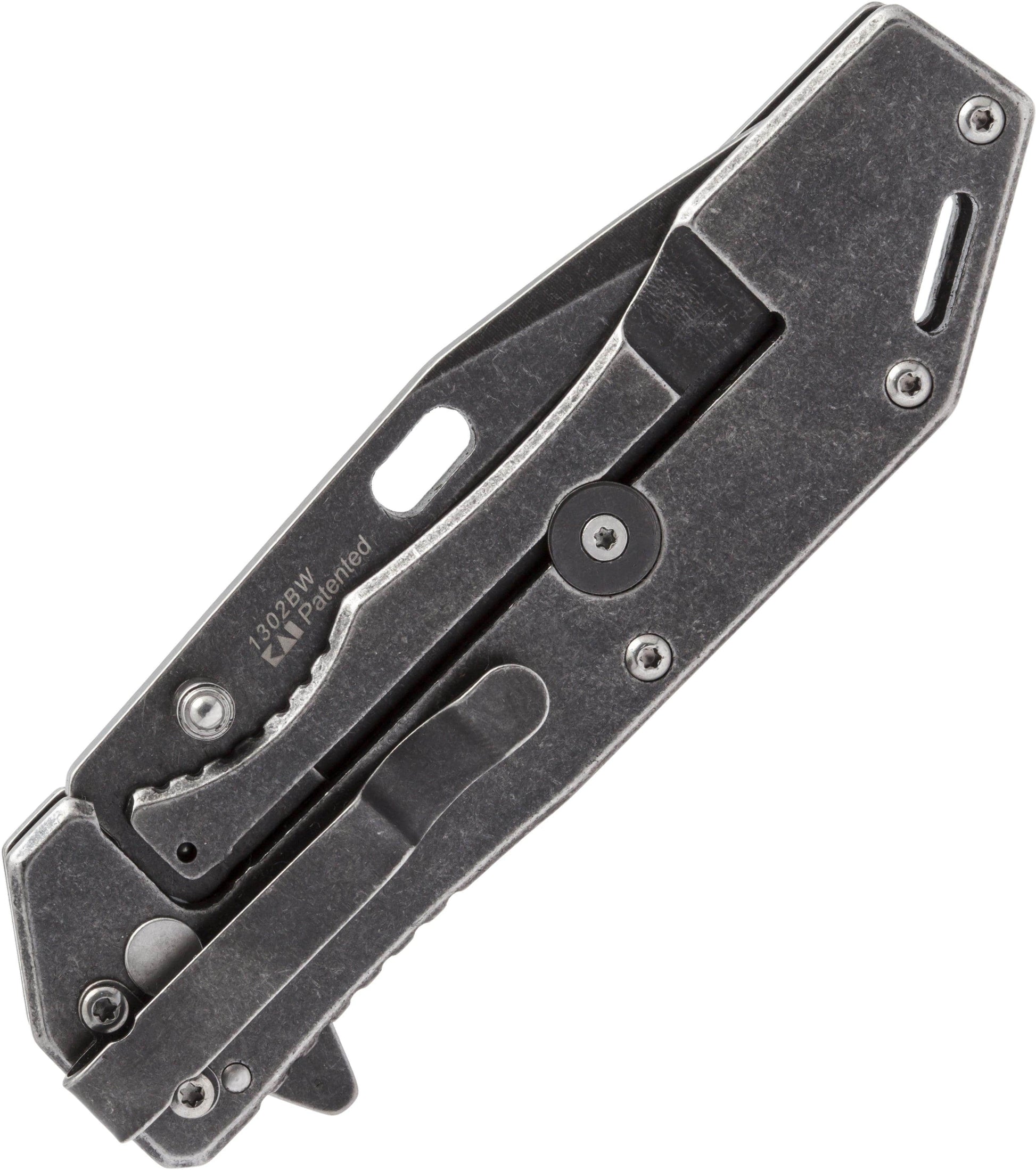 Kershaw Lifter Assisted Flipper, 3.5" 4Cr14 Steel Blade, SS Handles, BlackWash Finish - 1302BW