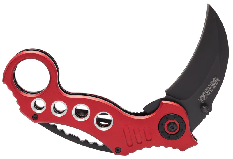 Tactical Extreme Karambit Knife, Spring Assisted Blade Red Handle