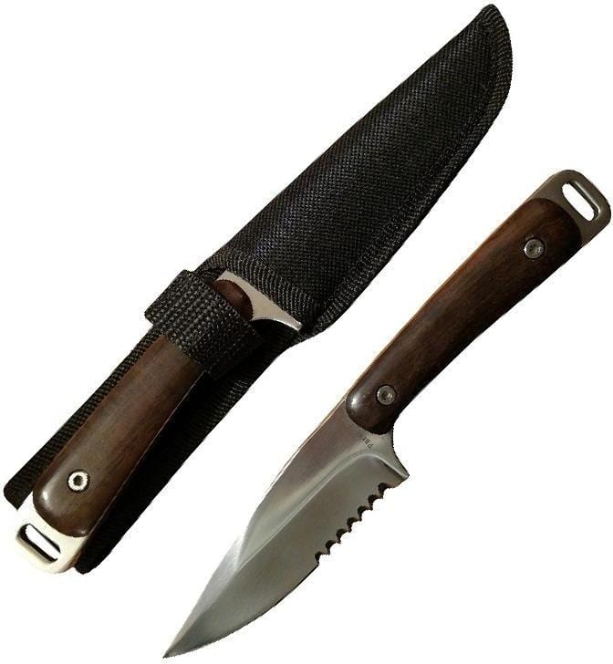Parker River Captain Fixed Blade Serrated Knife With Personalized Dark Rosewood Handle
