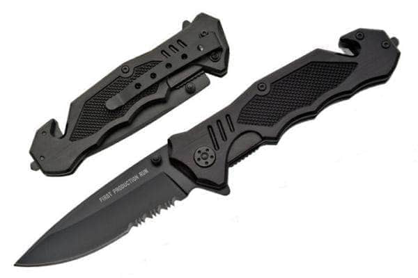 Master Cutlery PK-383 Tactical Rescue Knife, 3.5" Assisted Blade, Glass Breaker and Seatbelt Cutter