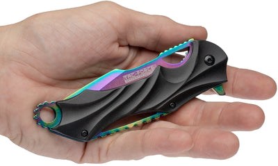 Tac-Force TF-858RB Folding Knife With Rainbow Stainless Steel Blade