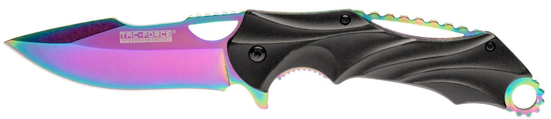 Tac-Force TF-858RB Folding Knife With Rainbow Stainless Steel Blade