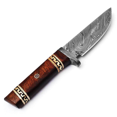 WHITE DEER Damascus Steel Executive Knife With Cocobolo Wood Handle