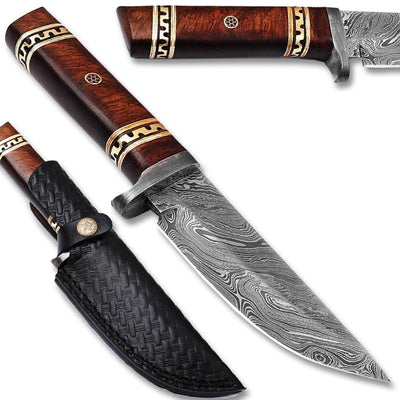 WHITE DEER Damascus Steel Executive Knife With Cocobolo Wood Handle