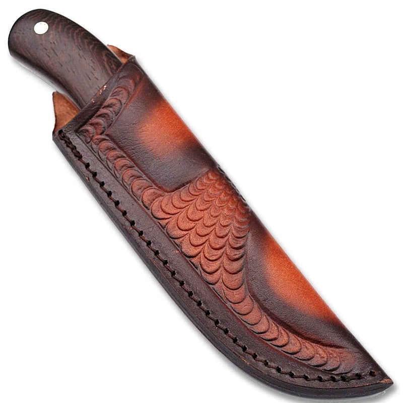 WHITE DEER Damascus Steel Knife with Cocobolo Wood Handle