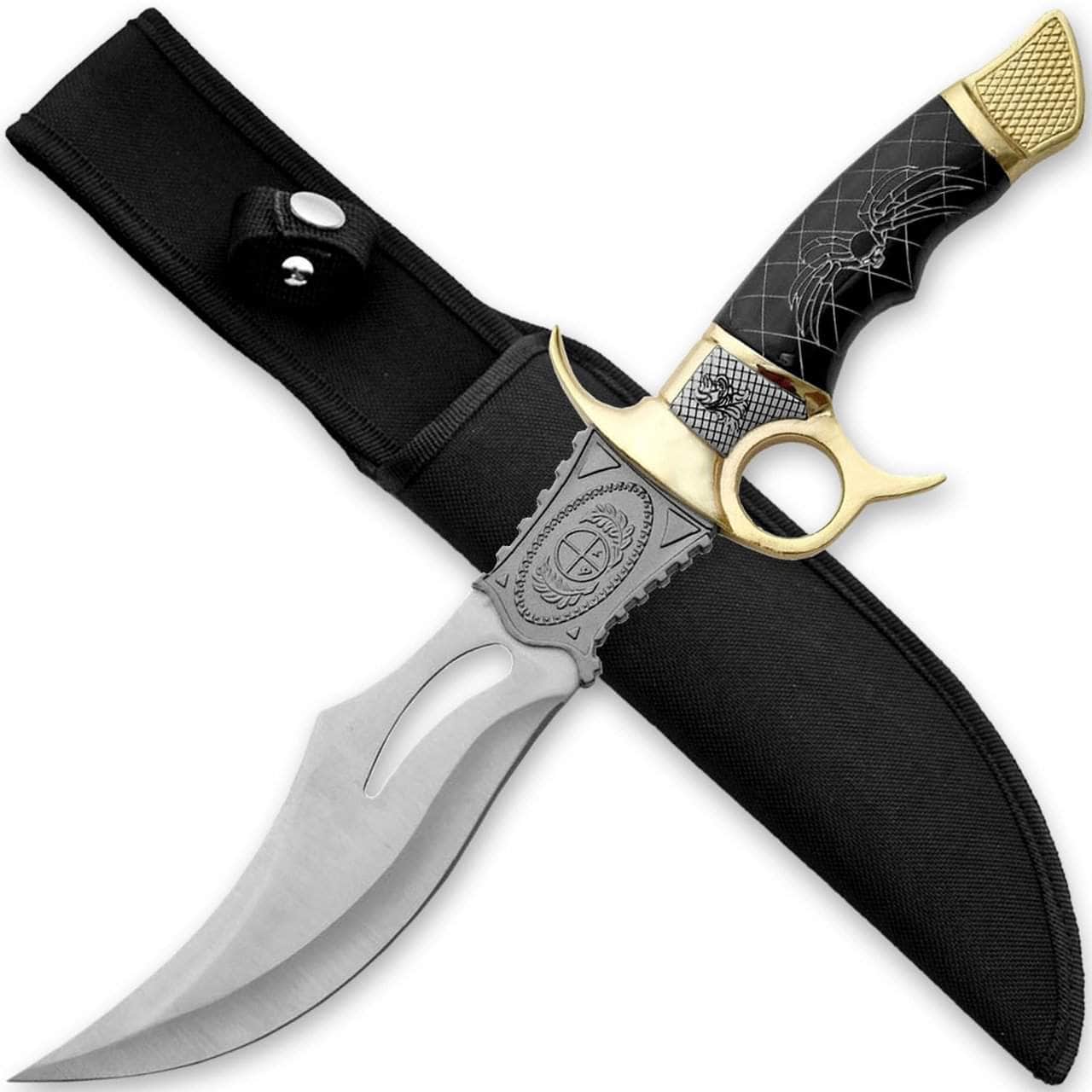 Black Widow Venom Bowie Knife, 7.9" Blade, Aluminum Handle - 210451