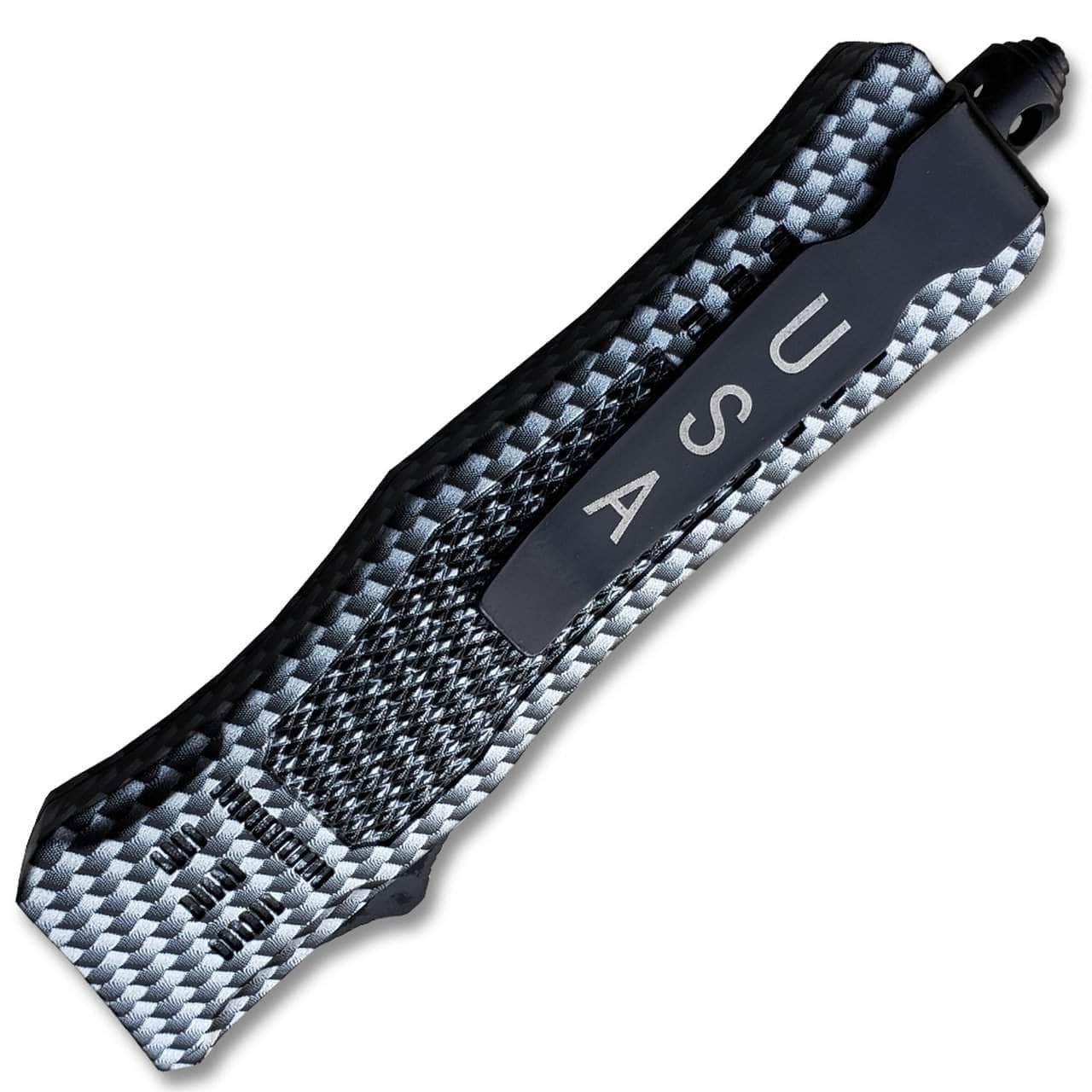 Carbon Fiber Legacy Edge OTF Knife Spear Point, Double Edged Blade