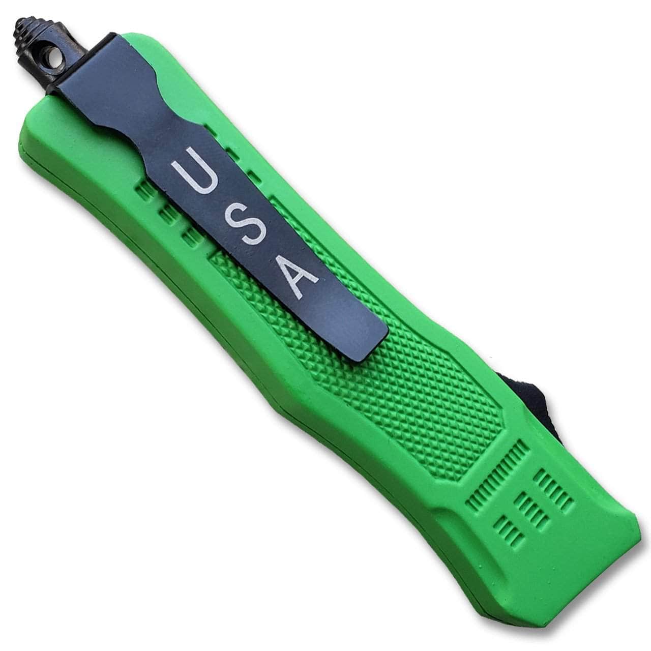 Green Legacy OTF Knife Spear Point, Double Edged Blade