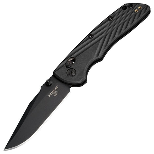 Hogue Deka Folder, 3.25" MagnaCut Black Blade, Black Polymer Handle - 24376