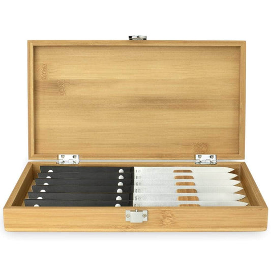 Kai 6 Pc Steak. Knife Set, Six 5" Plain Edge, Bamboo Presentation Box - KAS0600