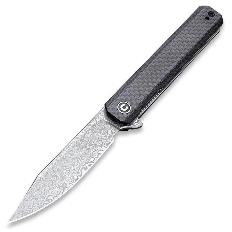 CIVIVIV Chronic, 3.22" Damascus Blade, Twill Carbon Fiber/G10 Handle - C917DS