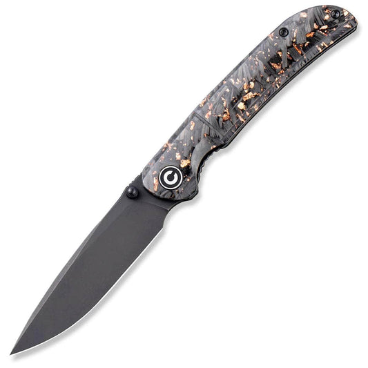 CIVIVI Imperium, 3.47" V-Ntiro Black Blade, Shredded Carbon Fiber And Copper Handle - C2106C