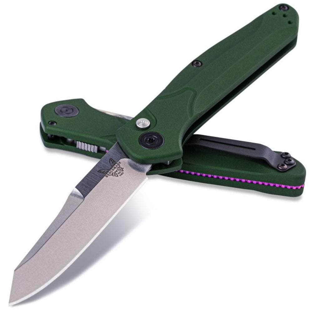 Benchmade 9400 Osborne Automatic, 3.4" S30V Satin Blade, Green Aluminum Handle